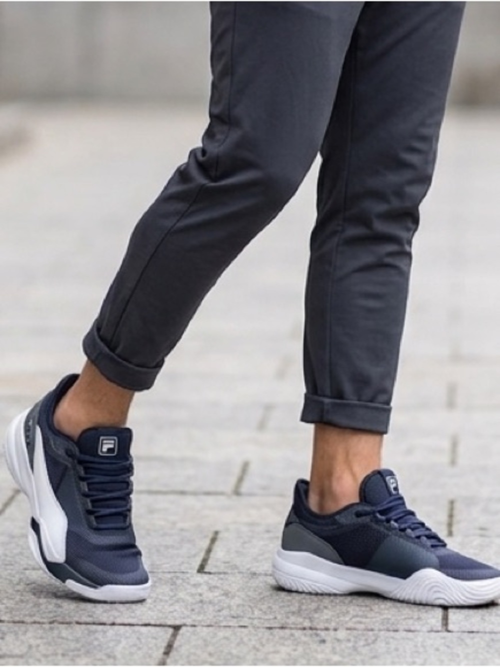 Fila Navy and White Breathable Mesh Running Shoes